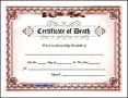 Death Certificate Template Free Download PDF