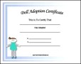 Doll Adoption Certificate Template