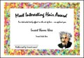 Most Interesting Hair Award Funny Certificate Template