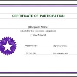 Participation Certificate Template Word