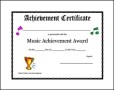 Printable Music Achievement Award Certificate Template