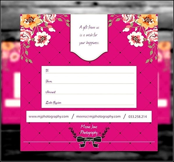 Printable Photography Gift Certificate Sample Templates
