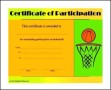 Sample Basketball Participation Certificate