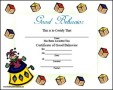 Sample Good Behavior Certificate