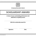 Sample Scholarship Award Certificate