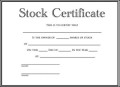 Stock Certificate Template