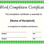 Work Completion Certificate Template Example