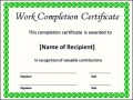 Work Completion Certificate Template Example