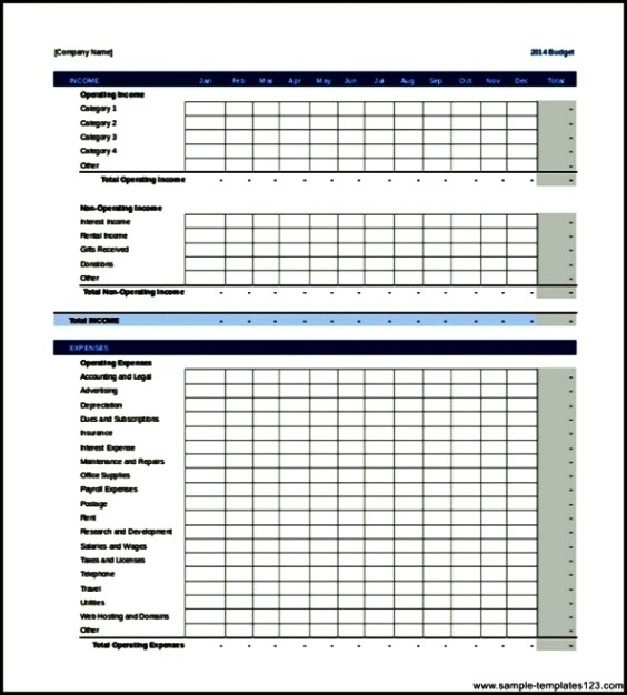 12Month Business Budget Template Sample Templates Sample Templates