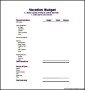 Sample Vacation Travel Budget Template