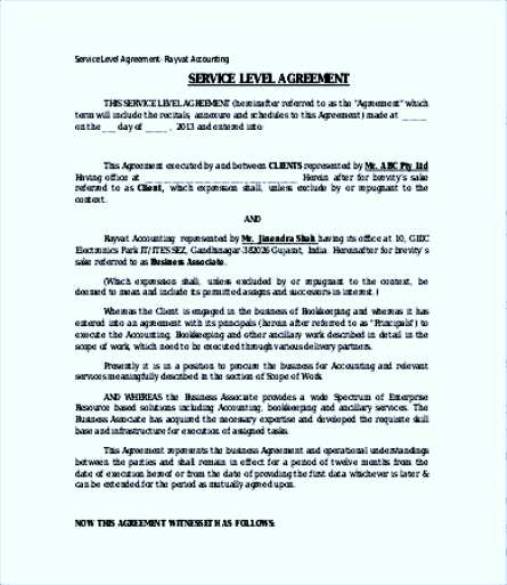Accounting Service Level Agreement Template