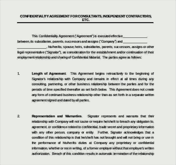 Consultant Confidentiality Agreement Word Format
