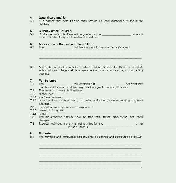 Divorce Settlement Agreement Template PDF Format