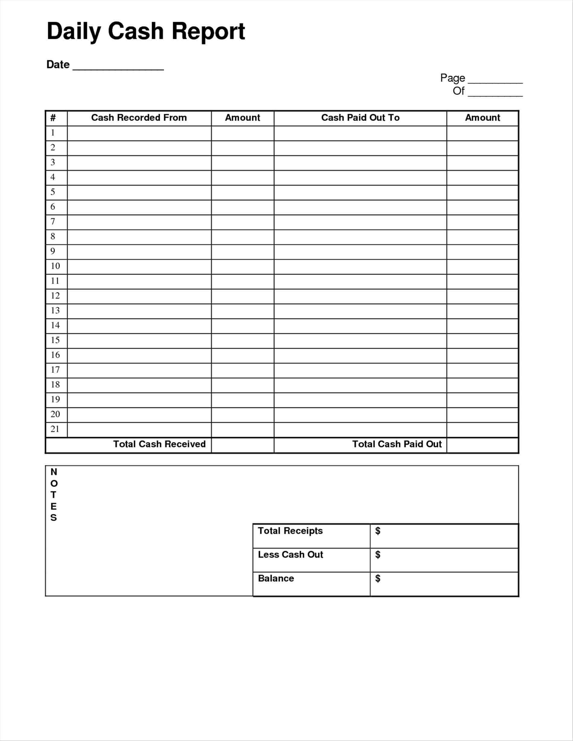 Daily Cash Sheet Template Sample Templates Sample Templates