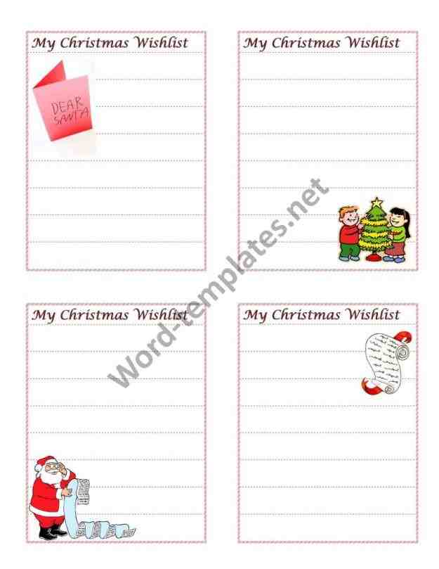 printable in addition to things that the rhpinterestcom free Top 5 Free Christmas Card List Templates christmas wish list printable