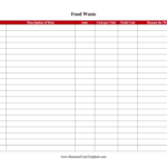 Food Log Template Excel